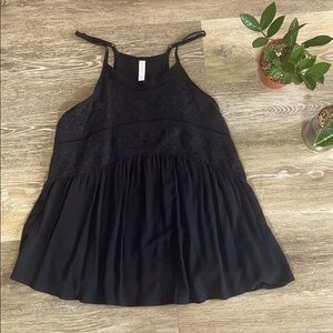 Black tank with lace details